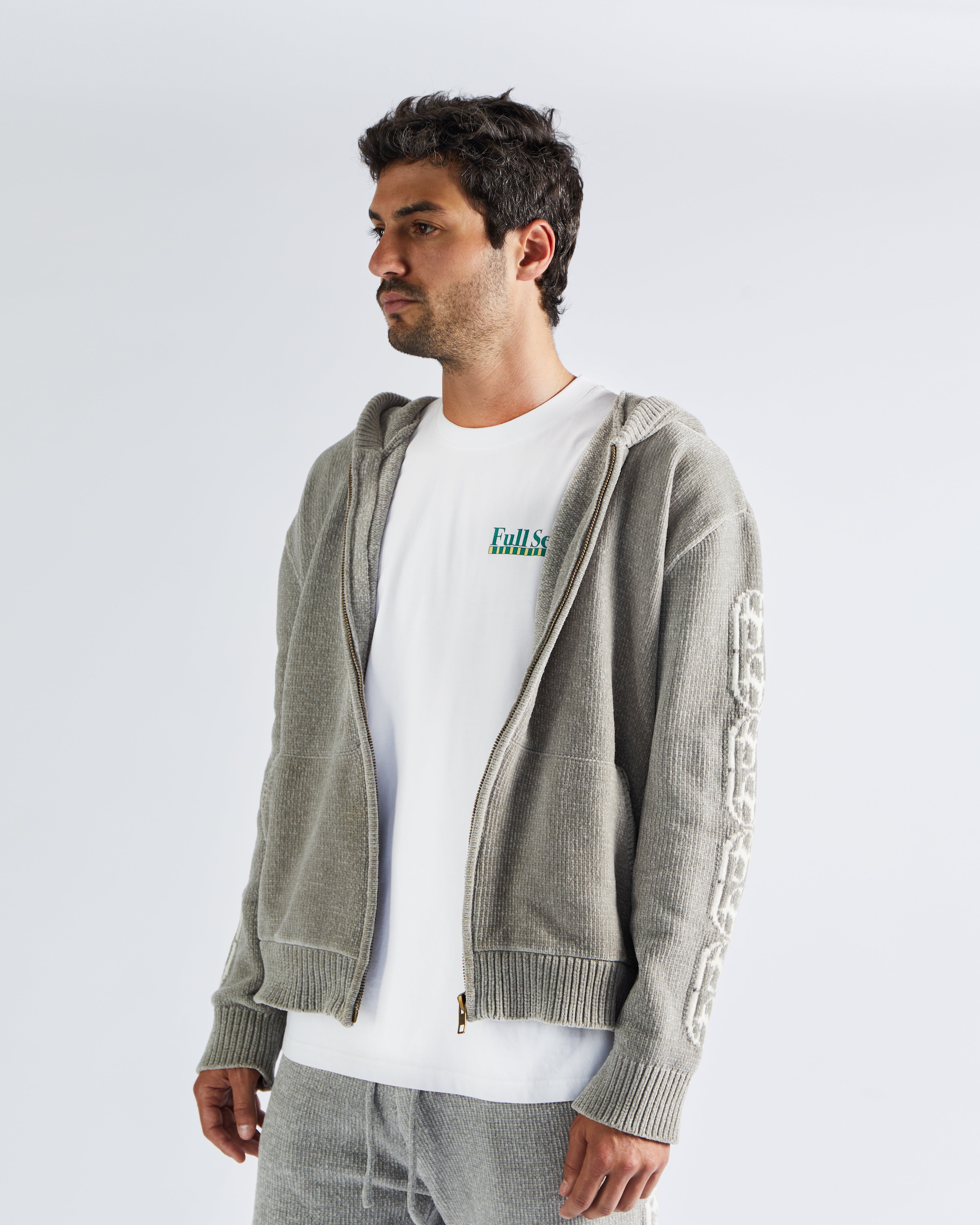 Chenille Zip Up - Champagne