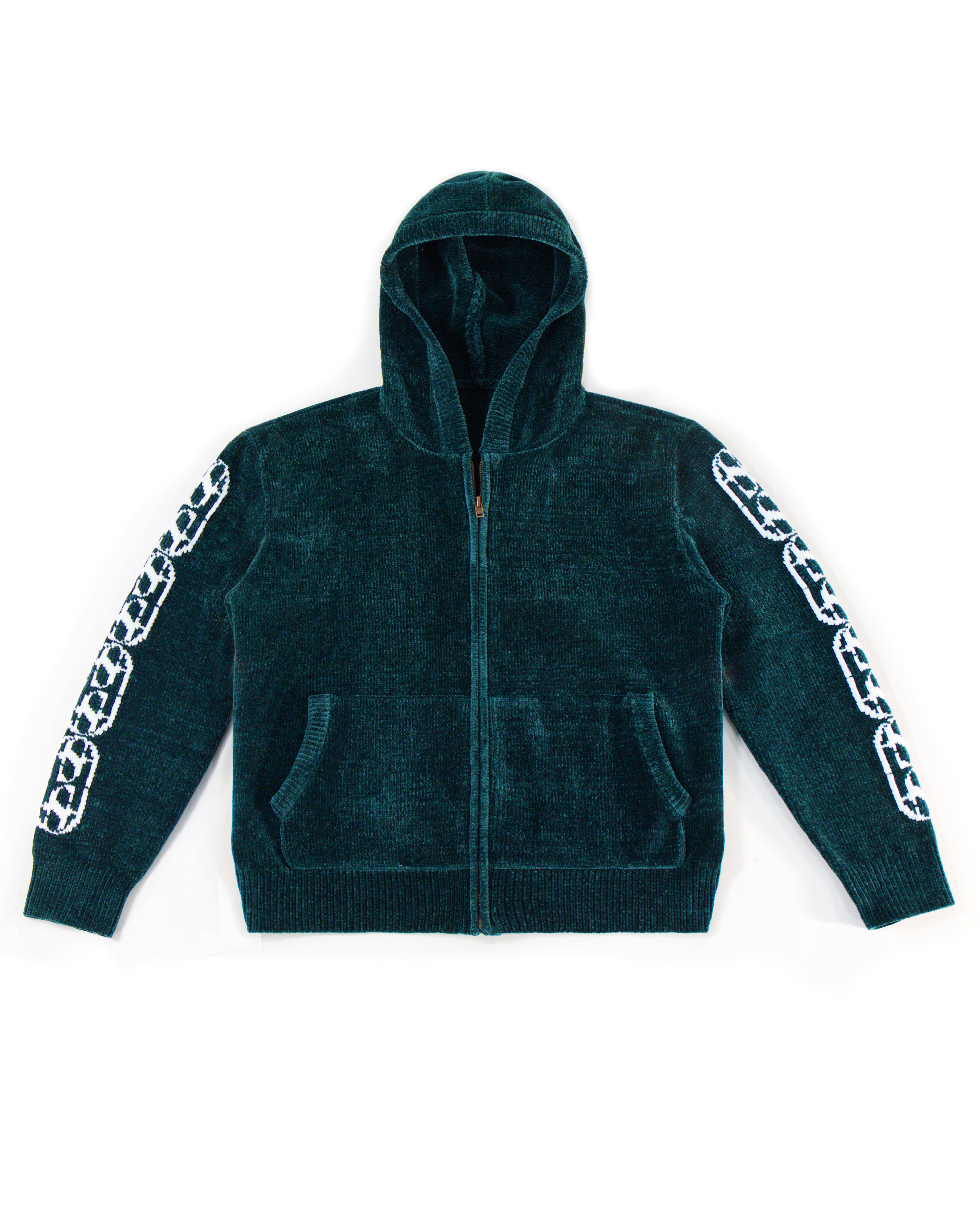 Chenille Zip Up - Lago Green