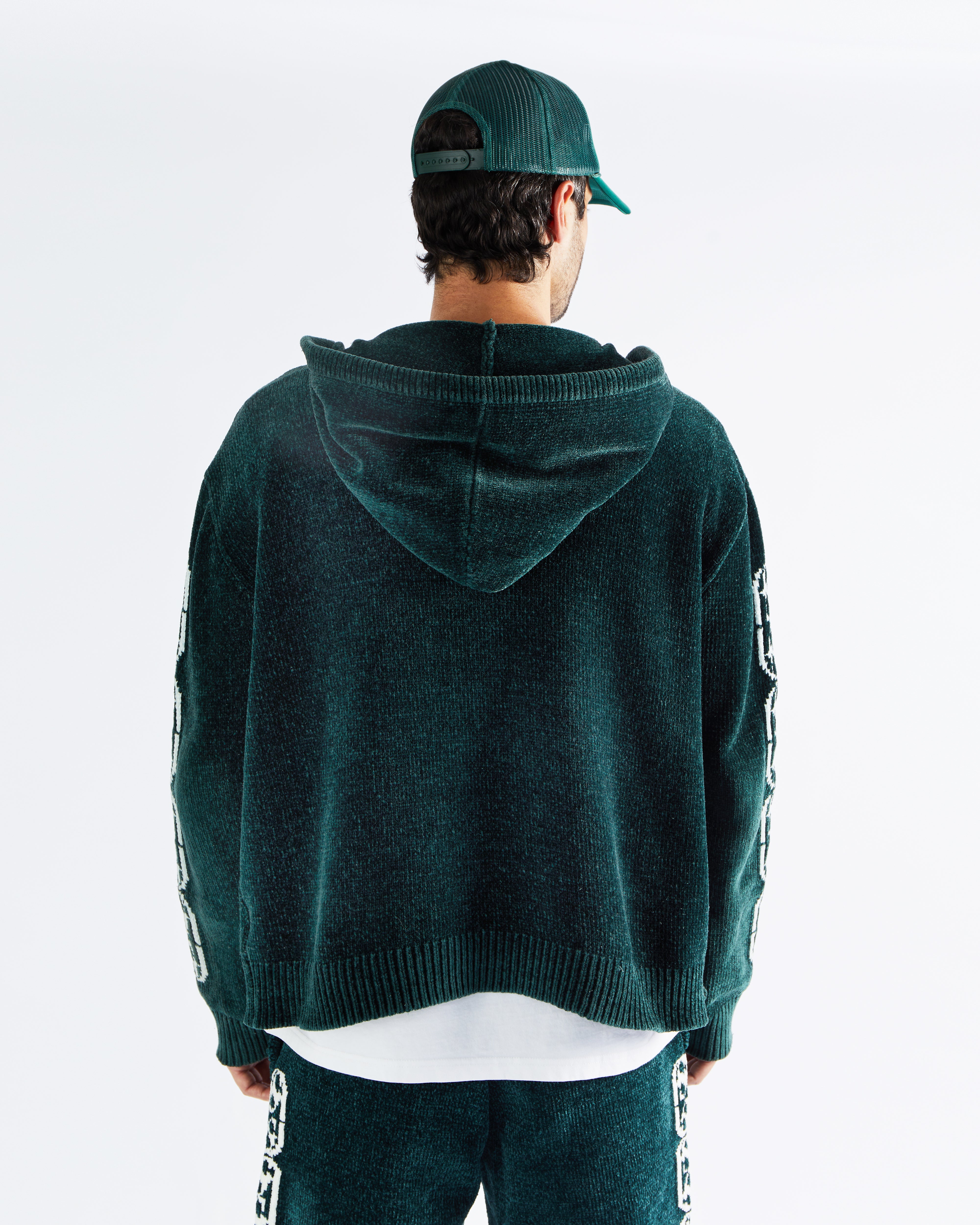 Chenille Zip Up - Lago Green