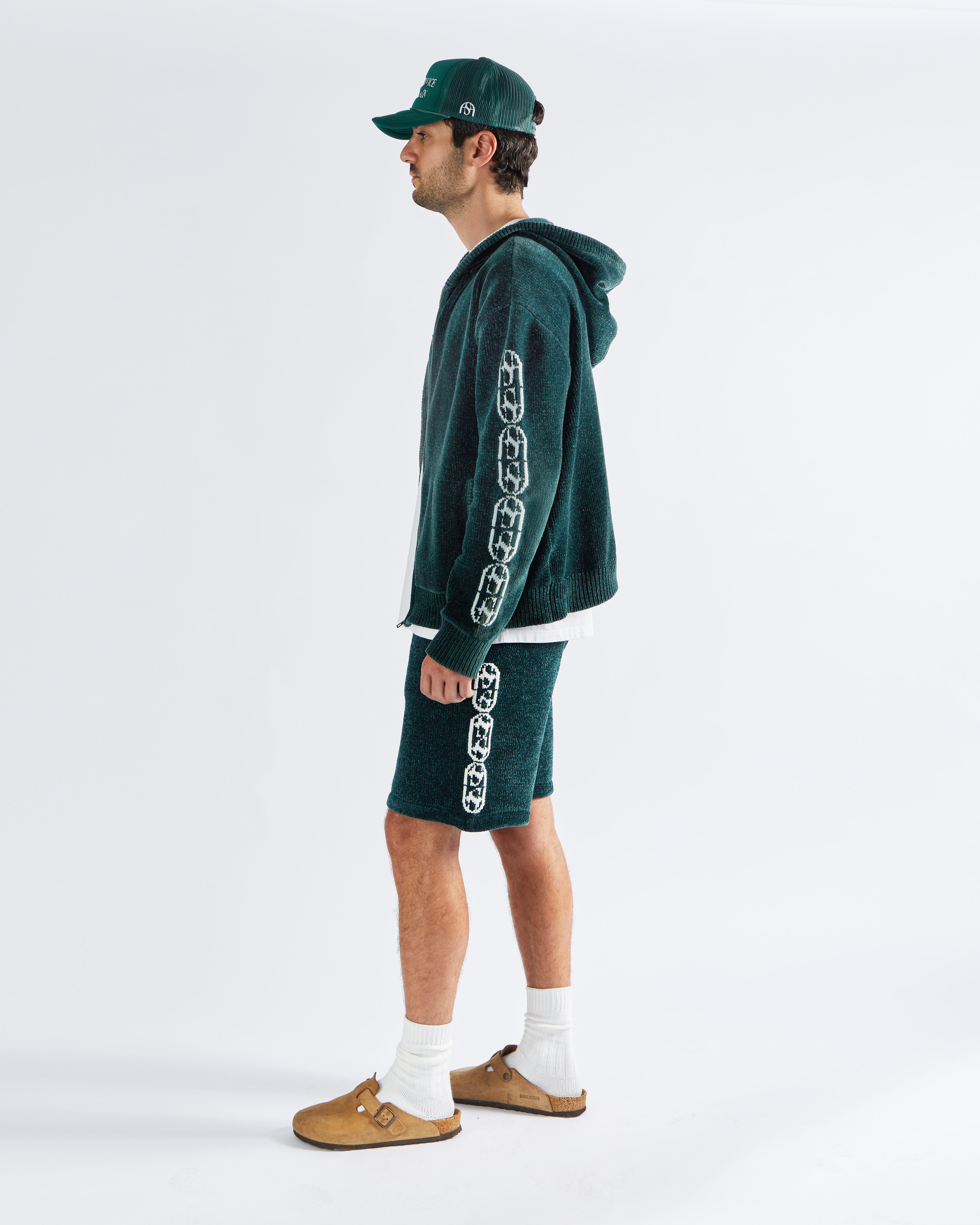 Chenille Zip Up - Lago Green