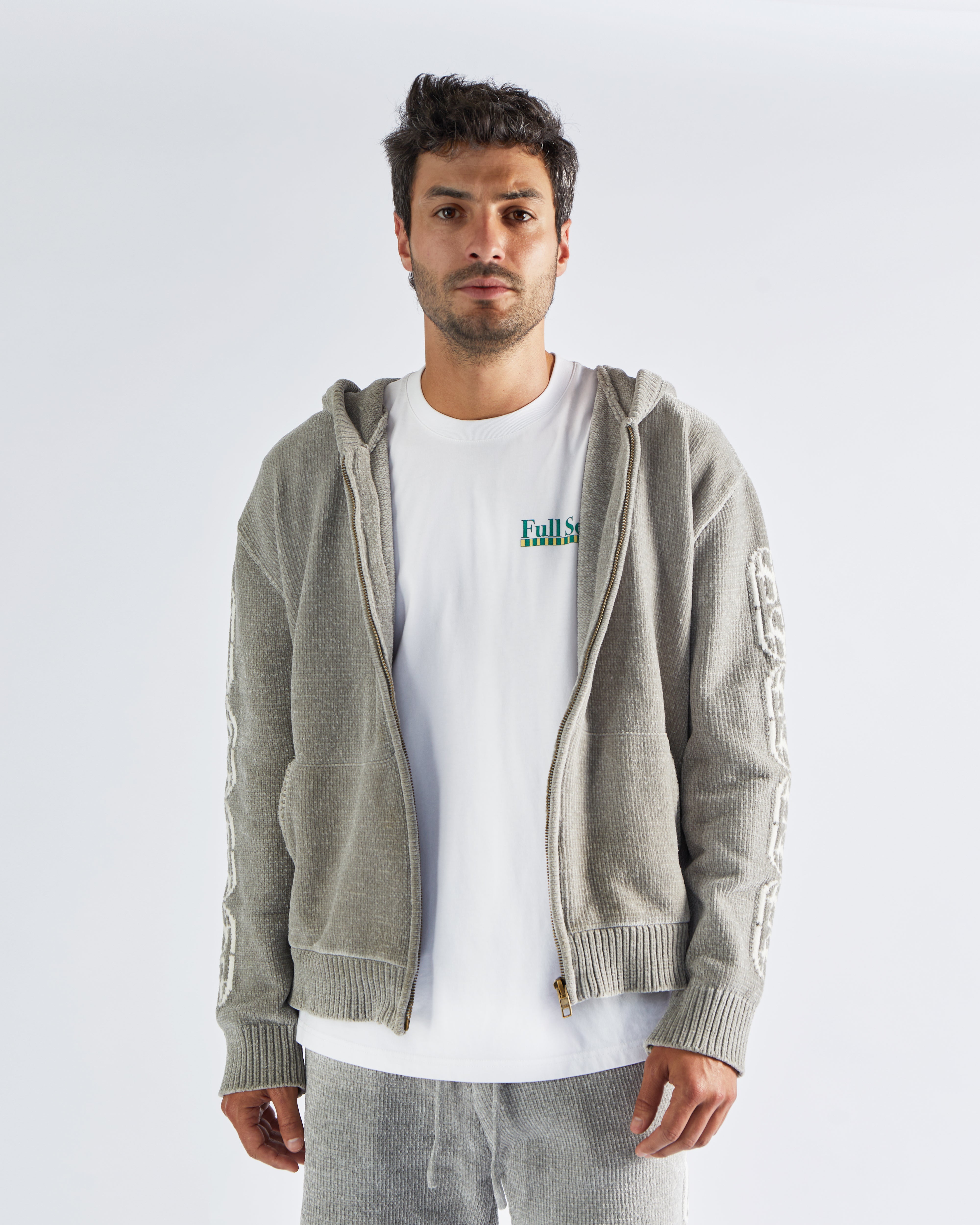 Chenille Zip Up - Champagne