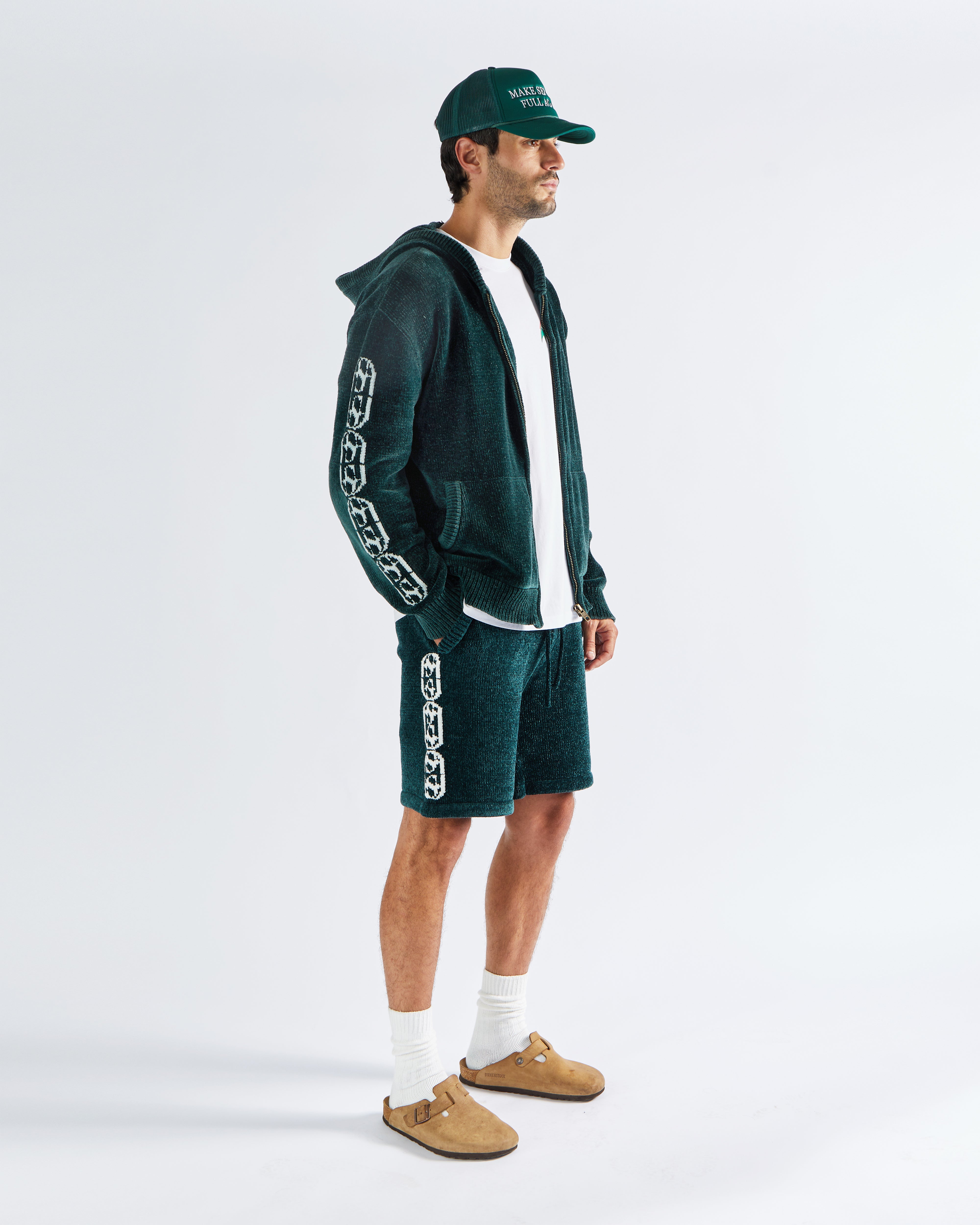 Chenille Zip Up - Lago Green